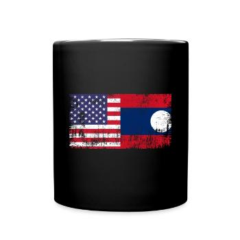 Awesome Half American Half Laotian Lao People Laos - Full Colour Mug - black - Front