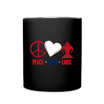 Peace Love Awesome Airavata Three Headed Elephant - Tasse einfarbig - Schwarz - Vorne