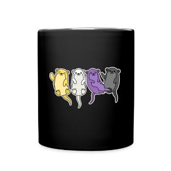 Non-binary flag otter design for proud Enbys - Full Colour Mug - black - Front