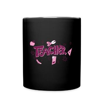 Funny Hippie Teacher Back To School Teacher Day - Full Colour Mug - black - Front