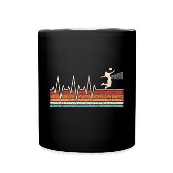 Volleyballspieler Herzschlag - Tasse einfarbig - Schwarz - Vorne