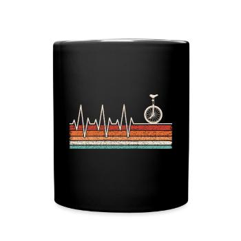 Einrad Herzschlag - Tasse einfarbig - Schwarz - Vorne