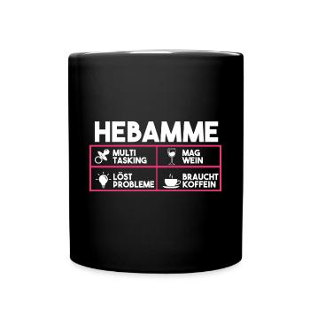 Geburtshelferin Hebamme - Tasse einfarbig - Schwarz - Vorne