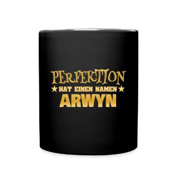 Geschenk für Arwyn - Tasse einfarbig - Schwarz - Vorne