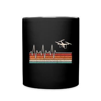 Drohnenpilot Herzschlag - Tasse einfarbig - Schwarz - Vorne