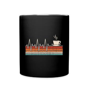 Kaffeetrinker Herzschlag - Tasse einfarbig - Schwarz - Vorne