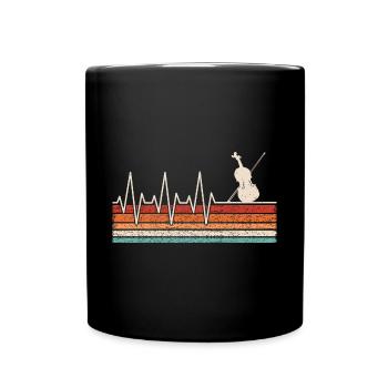 Violine Herzschlag - Tasse einfarbig - Schwarz - Vorne