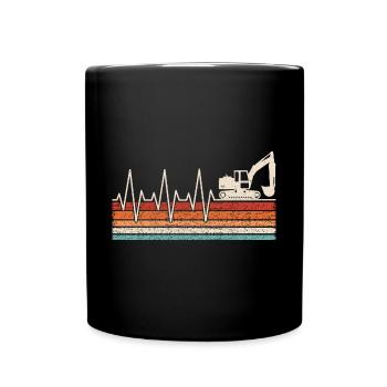 Excavator Driver Heartbeat - Full Colour Mug - black - Front