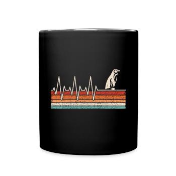 Pinguin Herzschlag - Tasse einfarbig - Schwarz - Vorne