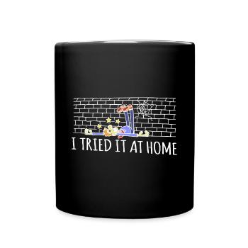 I Tried It At Home Skelett Fahrradunfall - Tasse einfarbig - Schwarz - Vorne