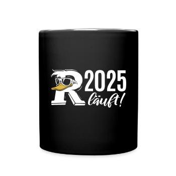 Rente Ente Cartoon 2025 läuft! - Tasse einfarbig - Schwarz - Vorne