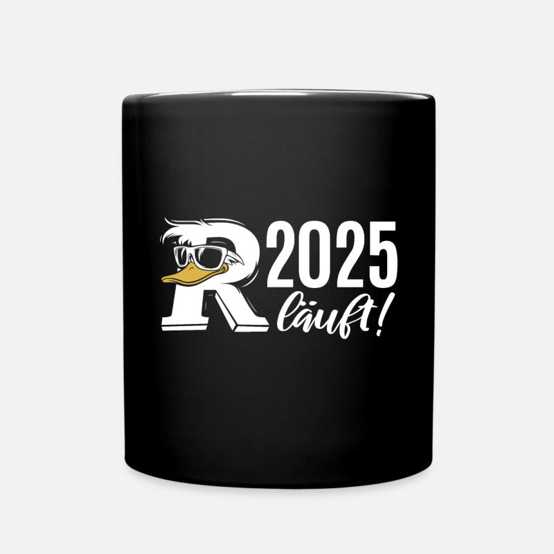 Rente Ente Cartoon 2025 läuft! - Tasse einfarbig - Schwarz