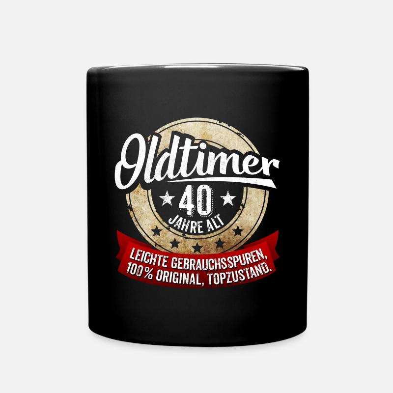 Oldtimer 40 Jahre alt - Tasse einfarbig - Schwarz