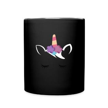 Licorne cadeau tendance fille rose pourpre filles - Mug uni - noir - Devant
