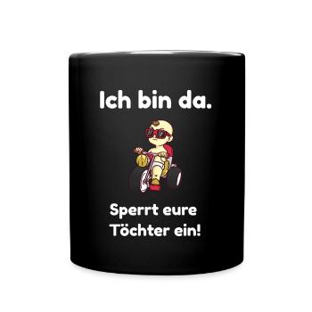 Lustiges Kinder Shirt Ich bin da. Cooles Bike Kind - Tasse einfarbig - Schwarz - Vorne
