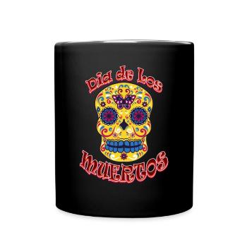Dia de los Muertos - Sugar Skull Schädel Totenkopf - Tasse einfarbig - Schwarz - Vorne