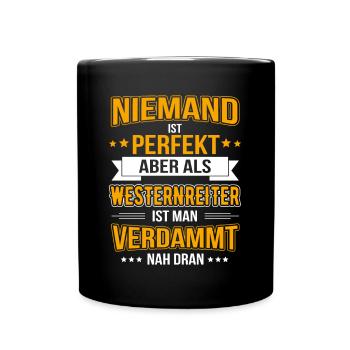 Westernreiterin Westernreiter Pferd Reitsport - Tasse einfarbig - Schwarz - Vorne