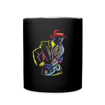 Saxophone Saxophonist Instrument Jazz Marching - Full Colour Mug - black - Front