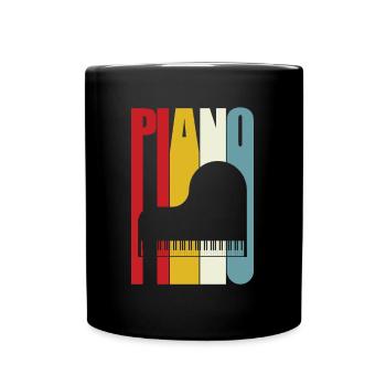 Grand Piano Retro 70s 80s Clavier Pianist Gift - Full Colour Mug - black - Front