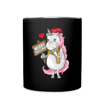 Unicorn Merry Christmas Cap Unicorn Clothing Gift - Full Colour Mug - black - Front