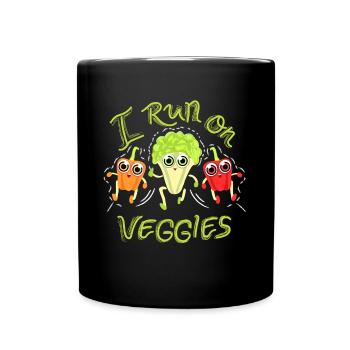 Läufer-Geschenk-lustige laufende Zitate, die ich auf Veggies laufe - Tasse einfarbig - Schwarz - Vorne