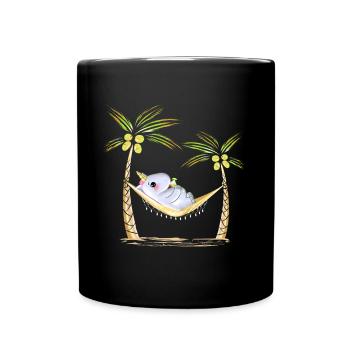 Funny Unicorn In Hammock Drinking Cocktail Gift - Full Colour Mug - black - Front
