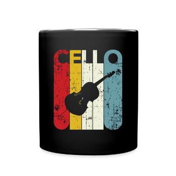 Cellist Gift Idea Cello Player Retro Cello 70s 80s - Full Colour Mug - black - Front