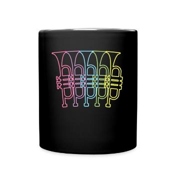Retro Trompeter Trumpeter Geschenkidee Jazz Neon - Tasse einfarbig - Schwarz - Vorne