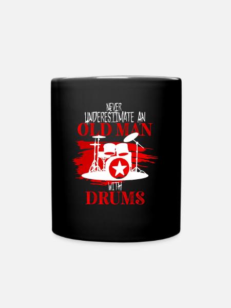 Drums Funny Drummer Gift Idea The Old Man - Full Colour Mug - black