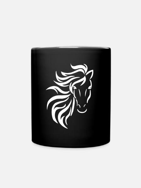 Wildes Pferd mit wehender Mähne Reiten - Tasse einfarbig - Schwarz