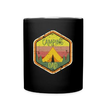 Camping Dad Zelt Camper Geschenkidee Vintage - Tasse einfarbig - Schwarz - Vorne