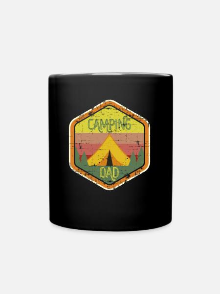 Camping Dad Tent Camper Gift Idea Vintage - Full Colour Mug - black