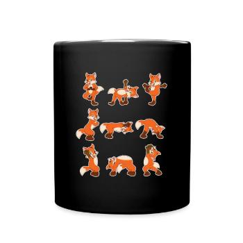 Comic Fuchs Yoga Süß Yogi Yoga Lehrer Geschenk - Tasse einfarbig - Schwarz - Vorne