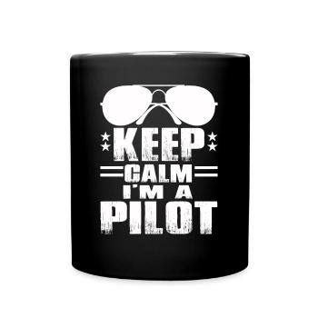 I am Pilot-Ich bin Pilot - Tasse einfarbig - Schwarz - Vorne