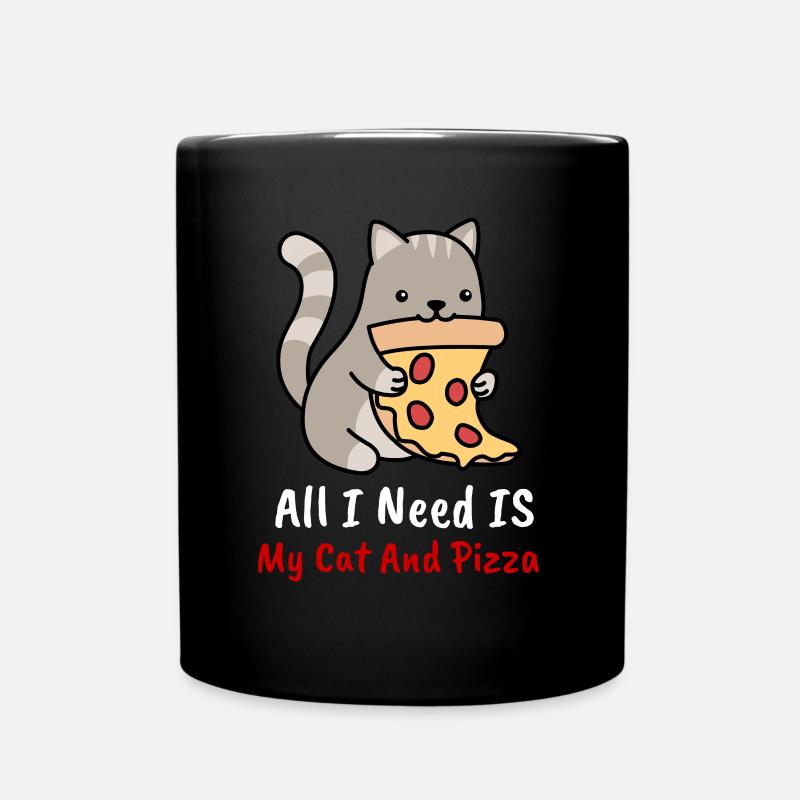 Chats Chat Pizza Freak Pizzakatze Cadeaux - Mug uni - noir