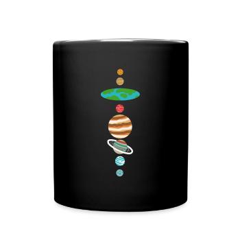Flache Erde T-Shirt Flat Earth Geschenk Idee - Tasse einfarbig - Schwarz - Vorne