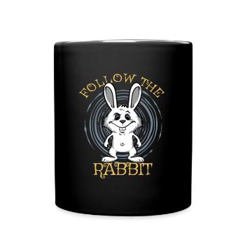 Follow the white rabbit. White rabbit rabbit - Full Colour Mug - black - Front