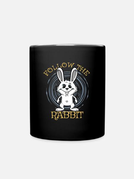Suivez le lapin blanc. Lapin blanc - Mug uni - noir
