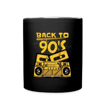 Back to the 90s. Neunziger Jahre Retro Kasetten - Tasse einfarbig - Schwarz - Vorne