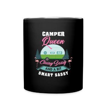 Camper Queen - Camping Queen campsite - Full Colour Mug - black - Front