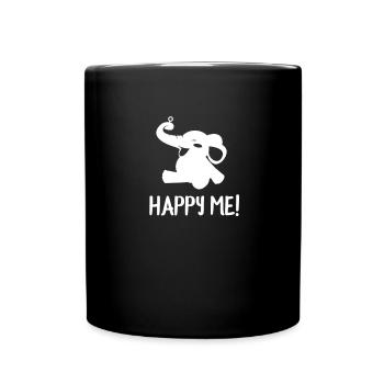 Elefant - elephant happy me! - Tasse einfarbig - Schwarz - Vorne