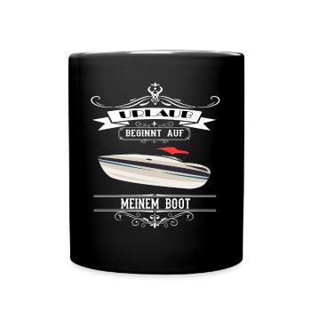 Holiday starts on my boat gift idea - Full Colour Mug - black - Front