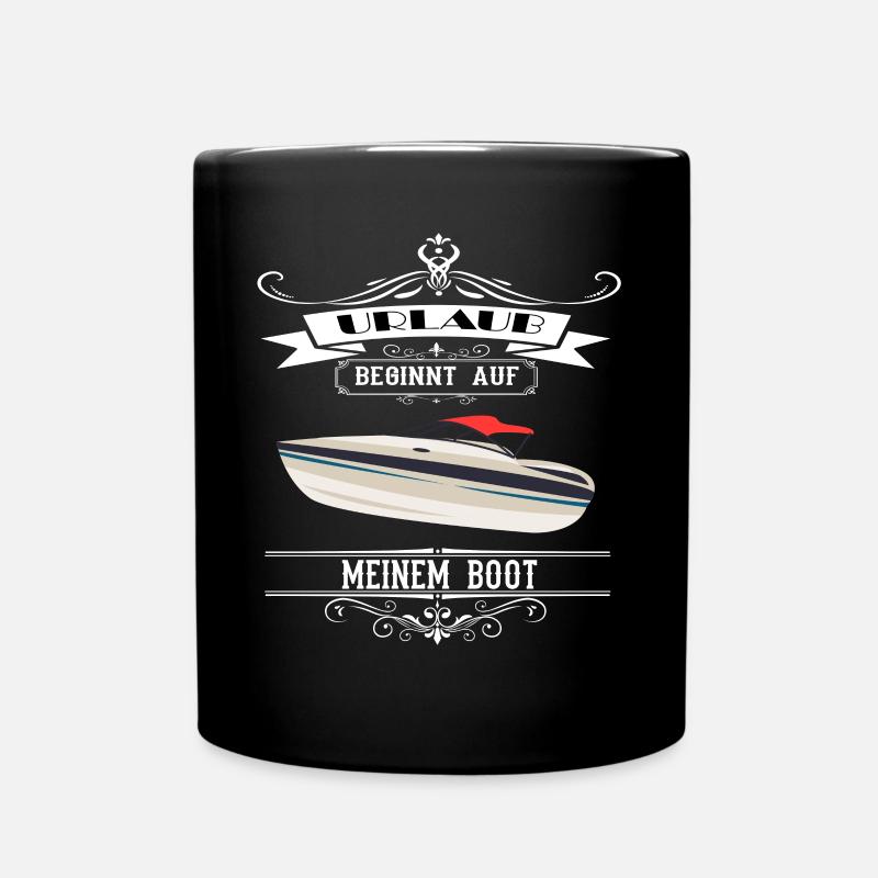 Urlaub beginnt auf meinem Boot Geschenkidee - Tasse einfarbig - Schwarz