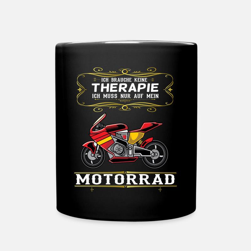 Mein Motorrad ist meine Therapie Geschenkidee - Tasse einfarbig - Schwarz