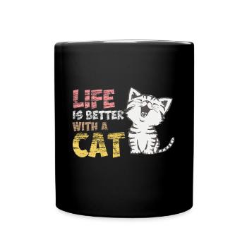 LIFE IS BETTER WITH A CAT! - Tasse einfarbig - Schwarz - Vorne