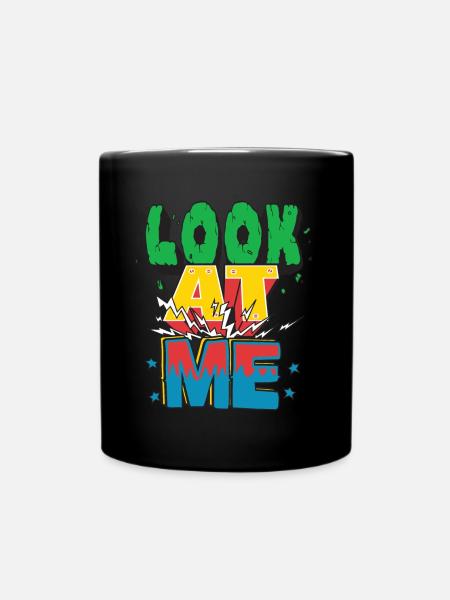 Look at me T-shirt with a cool design - Full Colour Mug - black