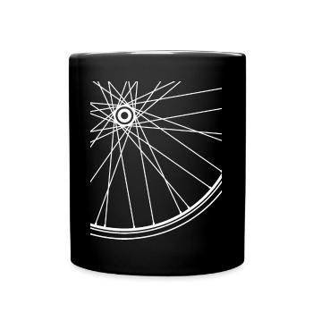 Bicycle Wheel Spoke Rim Road Bike Mountain Bike BMX - Full Colour Mug - black - Front