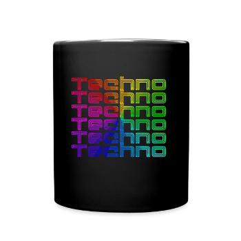 Techno Music Bass Rainbow Neon Gift - Full Colour Mug - black - Front