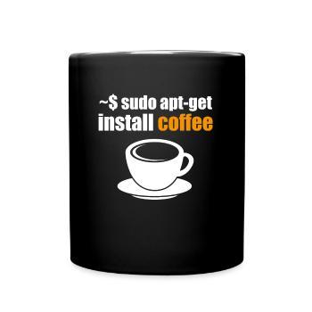 funny linux shirt Geek Sudo install Coffee Nerd - Full Colour Mug - black - Front