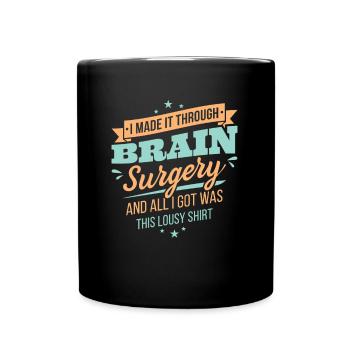 Brain Surgery Gift Skull Survivor - Full Colour Mug - black - Front